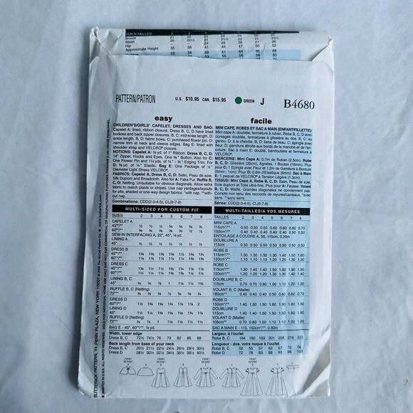 Toddler Girls Dress Caplet Purse Sizes 2 3 4 5 Butterick 4680 Sewing Pattern UC - Picture 2 of 2